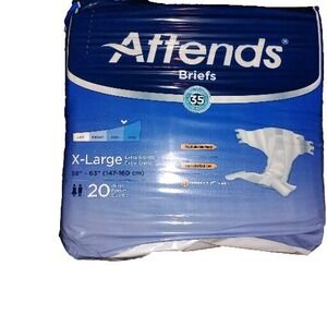 Attends Incontinence Brief Adult Diaper XL 20 Ct Contoured DDA40 Heavy to Severe